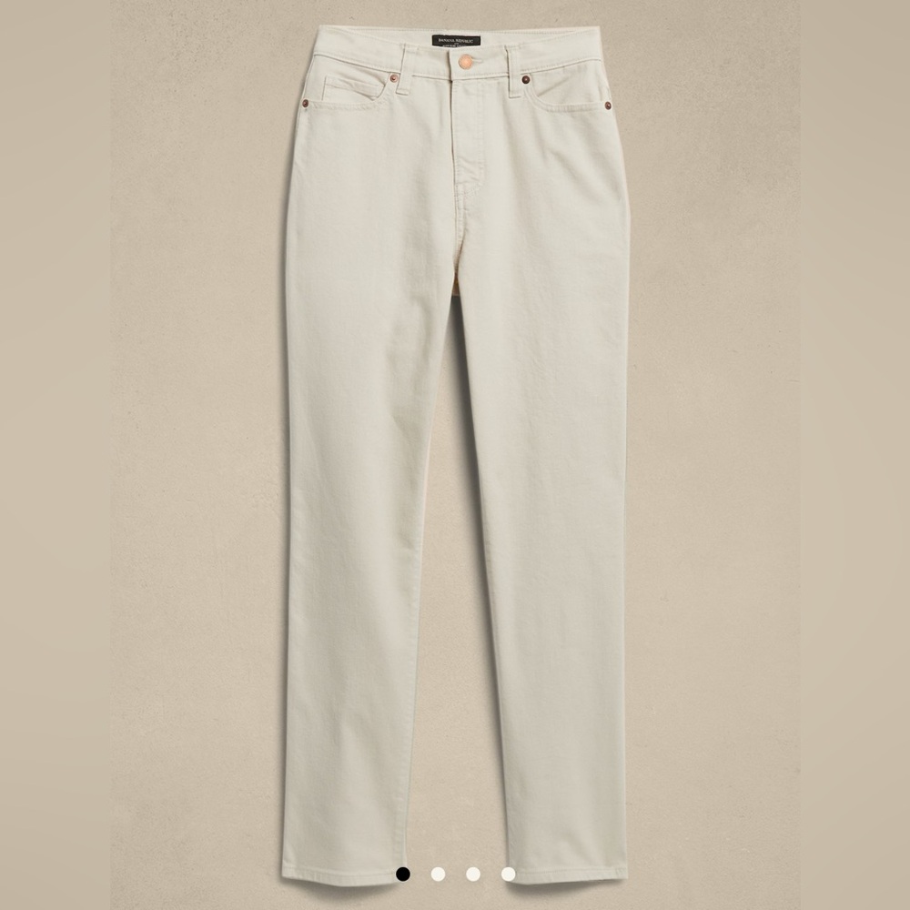 High rise straight cut cream pants - Banana Republic
